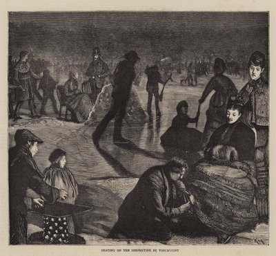 Skating on the Serpentine by Torchlight by Robert Walker Macbeth